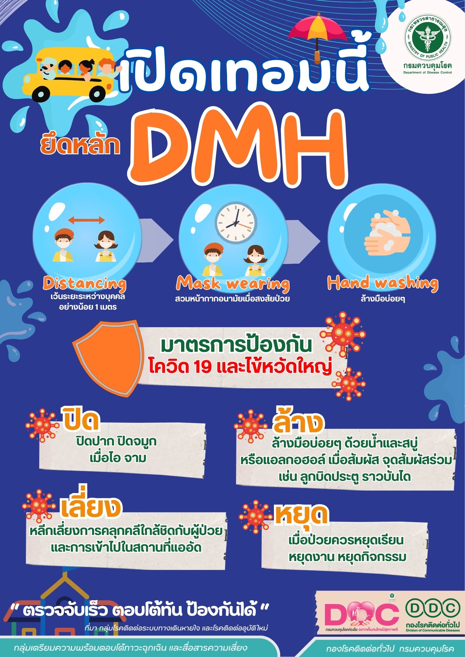 เปิดเทอมนี้ ยึิดหลัก DMH ป้องกันโควิด 19 และไข้หวัดใหญ่
